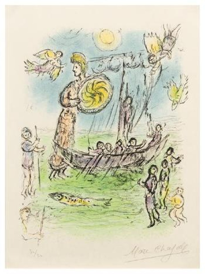 Athena guide la bateau de Telemaque (from L'Odyseee I) by Marc Chagall