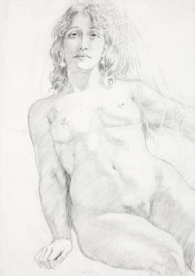 Model wearing a bracelet and veil by Norman Alfred Williams Lindsay