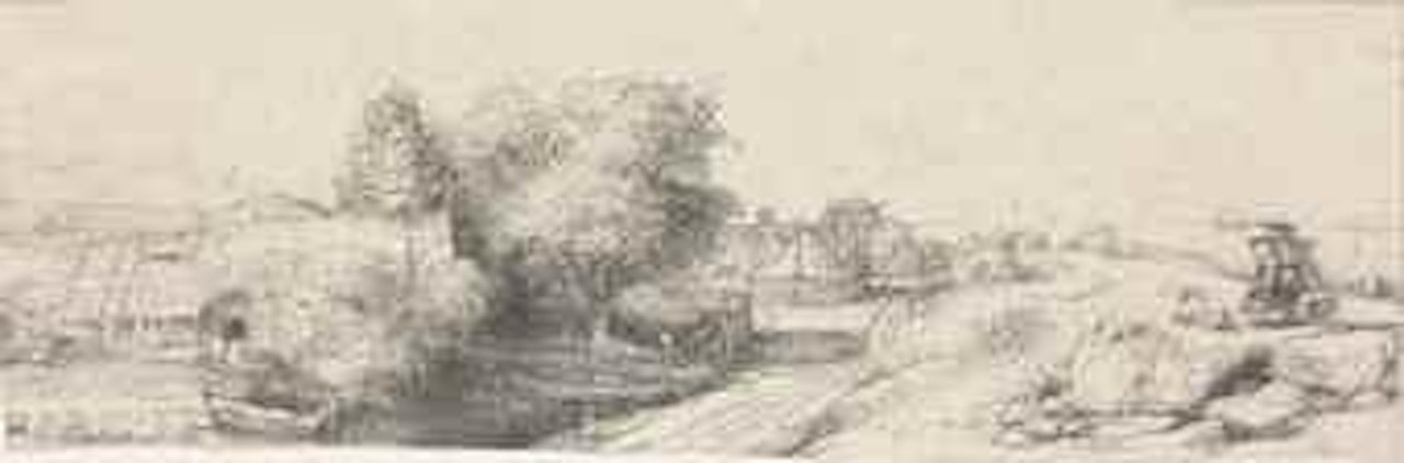 View of the Diemerdijk with a Milkman and Cottages by Attributed to Rembrandt Harmensz van Rijn