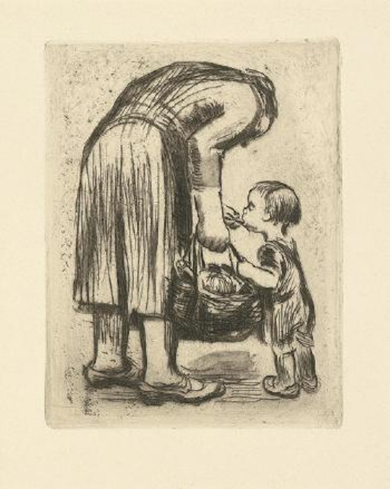 Stehende Mutter, ihr Büblein fütternd by Kathe Kollwitz