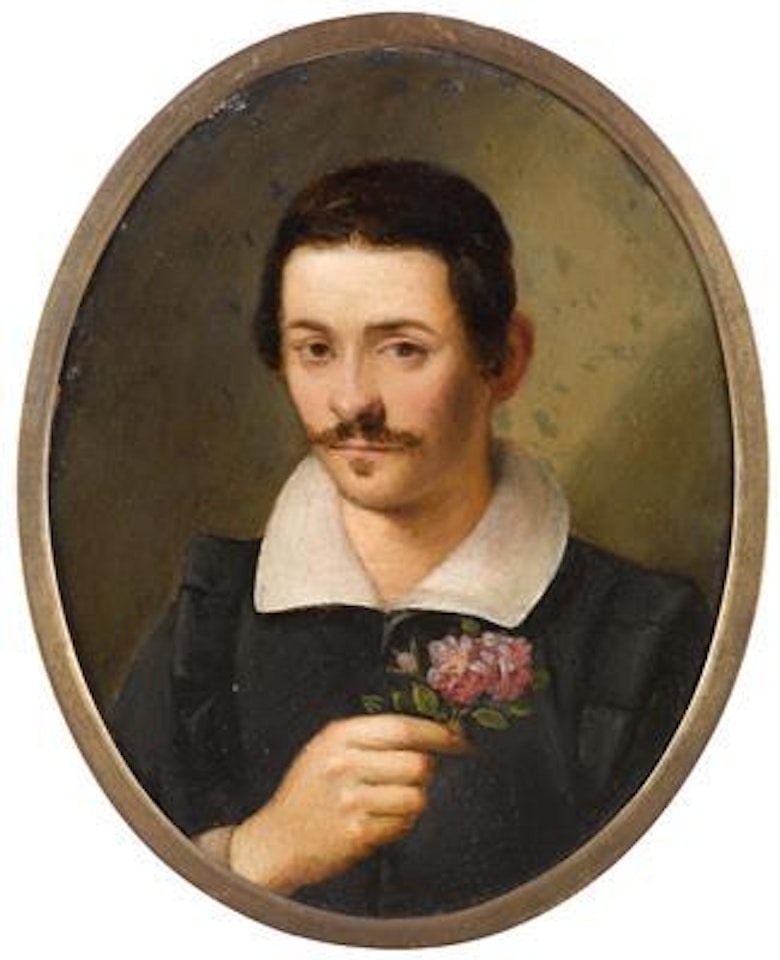 Portrait of a young man with a flower by Florentine School