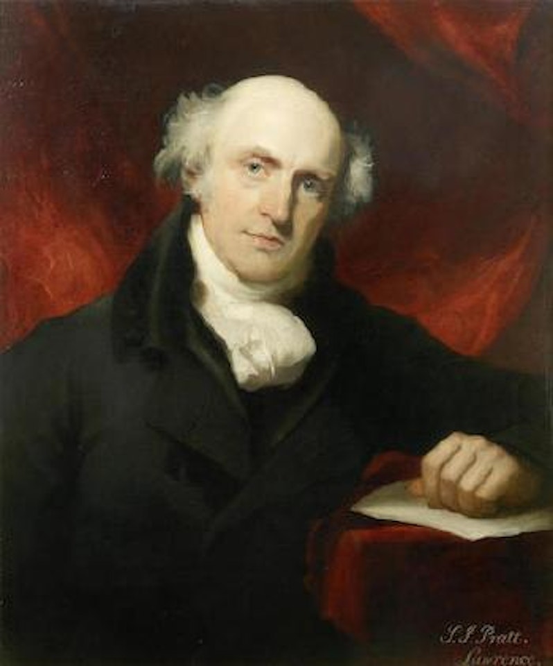 Portrait of Samuel Jackson Pratt, Half-length, in a Black Coat and Seated Before a Red Curtain by Sir Thomas Lawrence