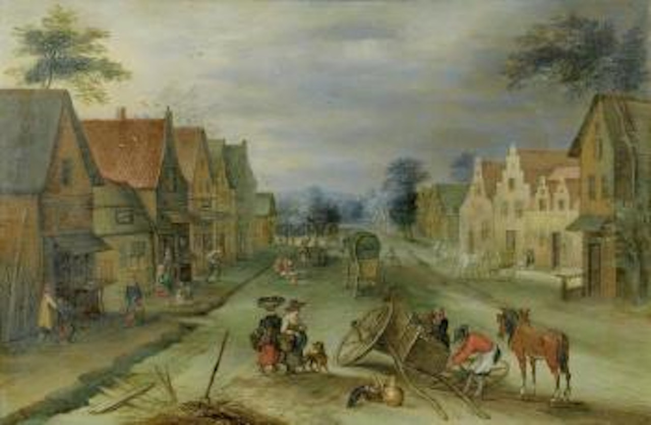 Figures Repairing a Wagon in a Village by Joos de Momper the Younger