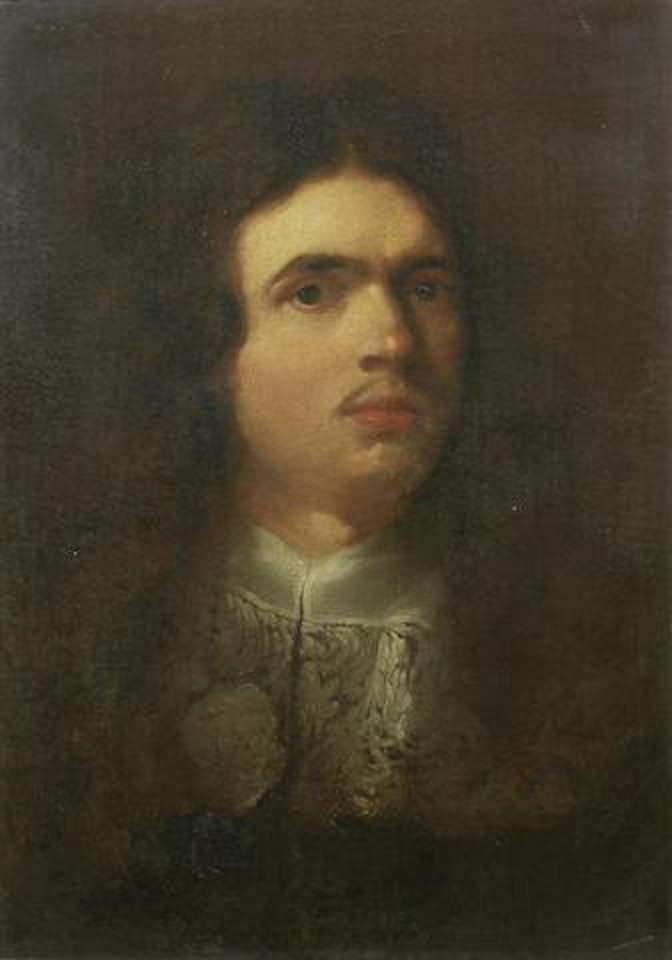 Portrait of a Gentleman, Bust-length, in Black Costume with a White Lace Collar by Guillaume Courtois
