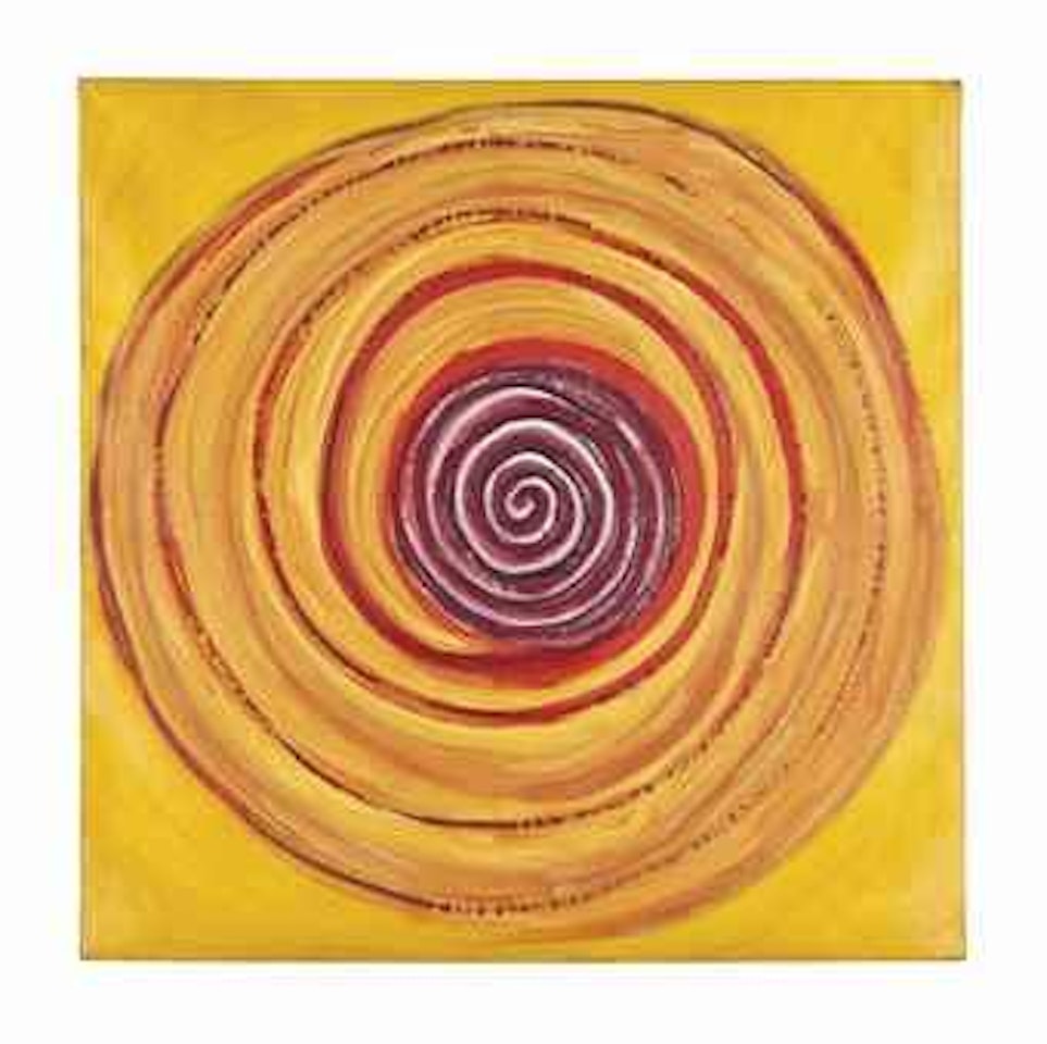 Red sun spiral collage by Terry Frost