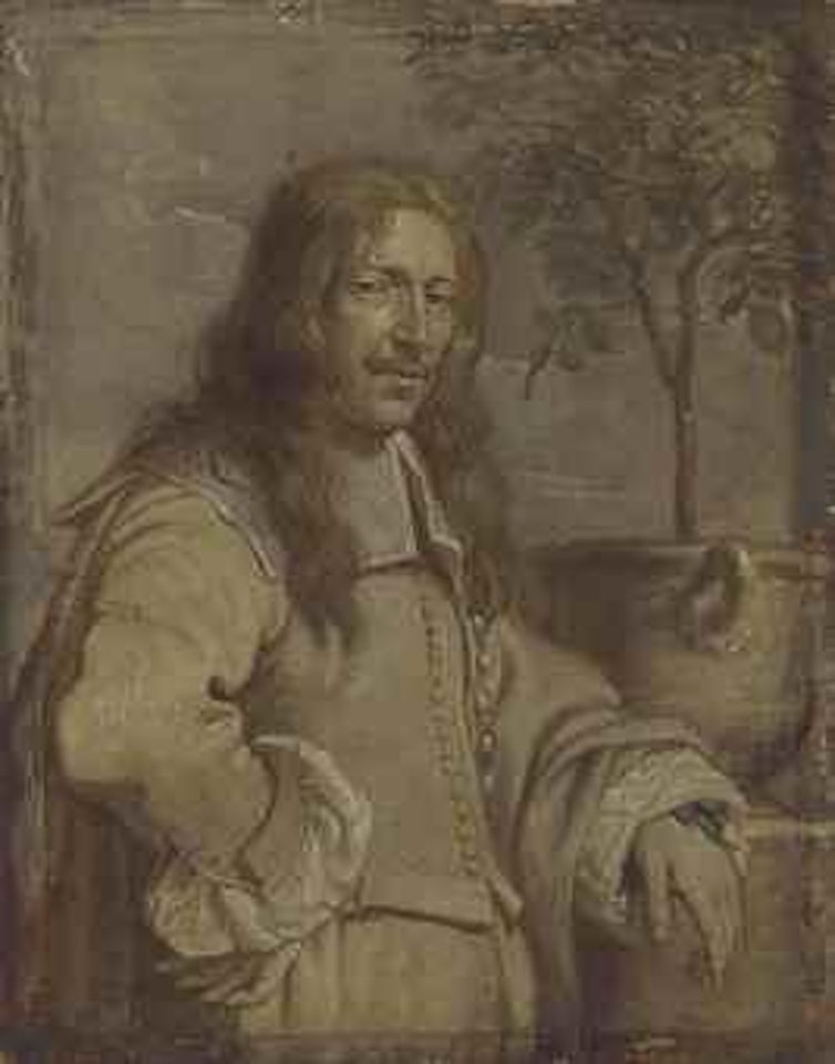 Portrait of Jan Philips van Thielen (1618-1667), half-length, in a landscape, his left arm resting on a pedestal- en grisaille by Erasmus Quellinus II