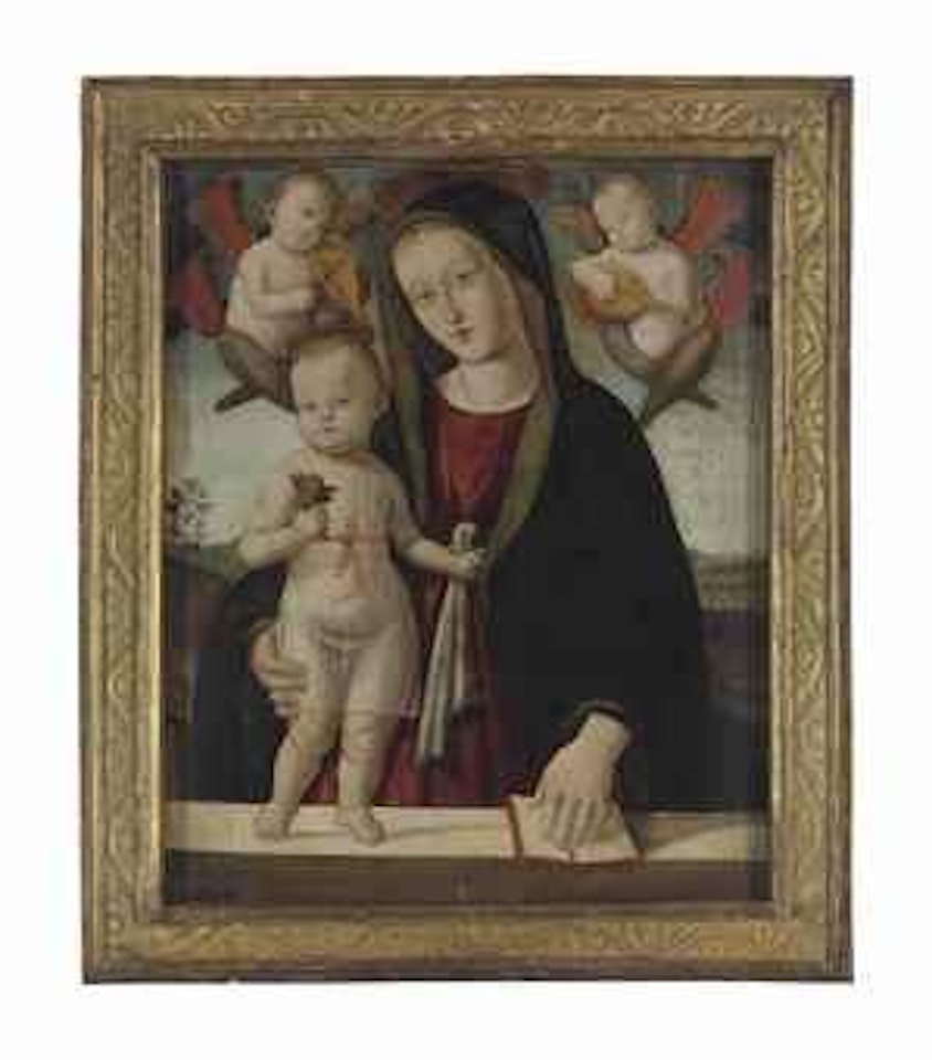 The Madonna and Child with angels playing instruments by Bernardino Fungai