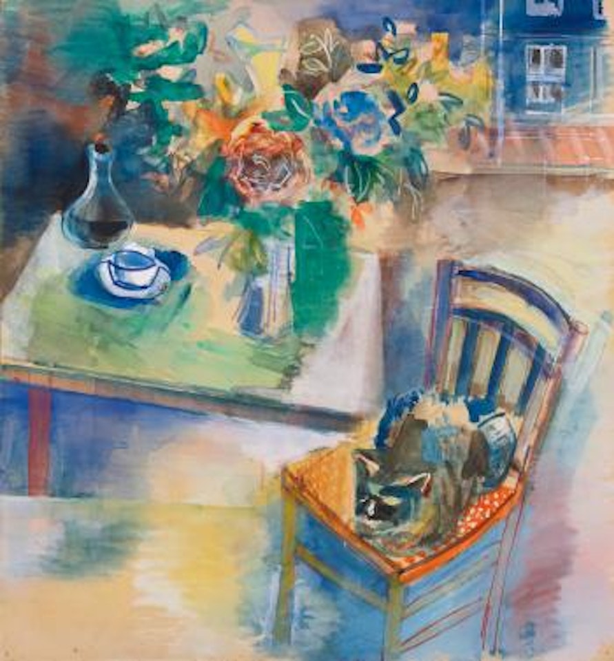Sieste du chat dans L'atelier by Jean Dufy