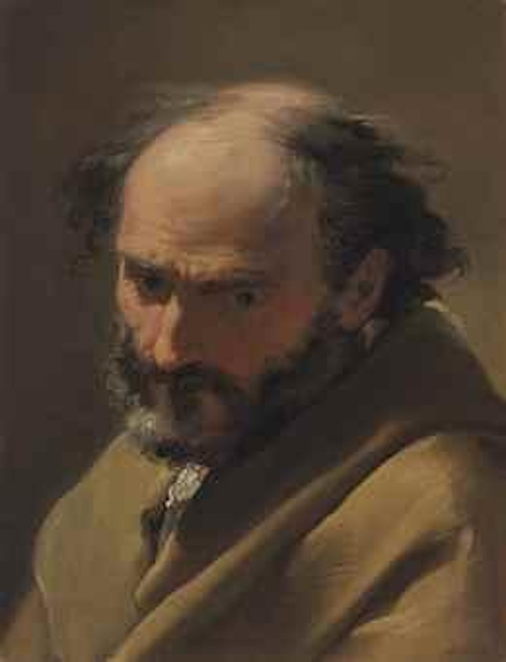A bearded man, bust-length, in a brown cape by Ubaldo Gandolfi