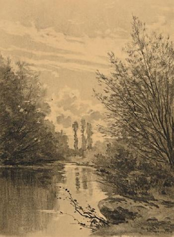 Paysage à la rivière by Léon Augustin Lhermitte