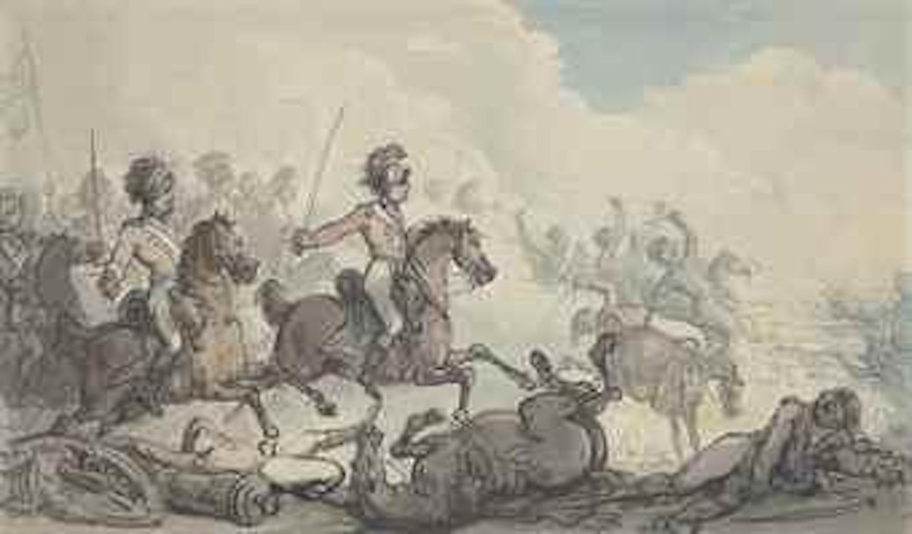 Cavalry charging into battle by Thomas Rowlandson