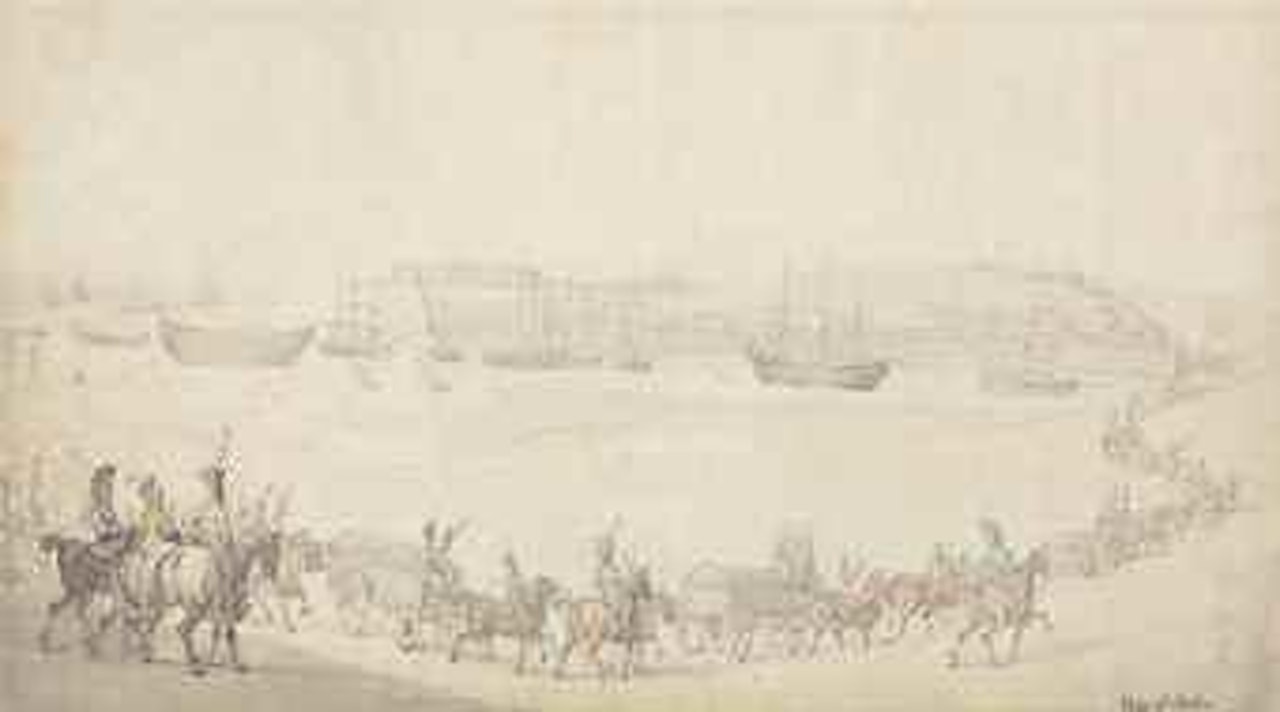 Troops arriving at Chatham Harbour by Thomas Rowlandson