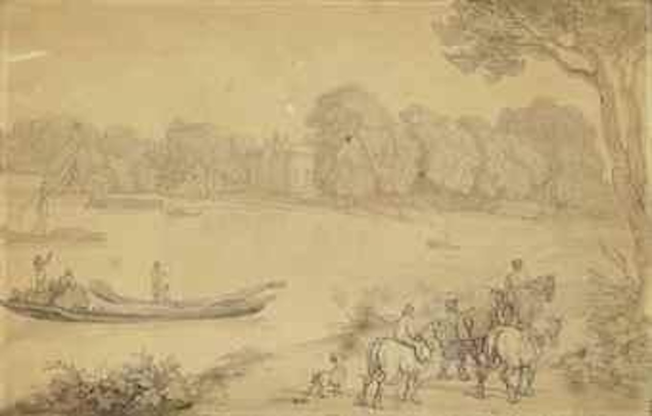 View on the Thames by Thomas Rowlandson