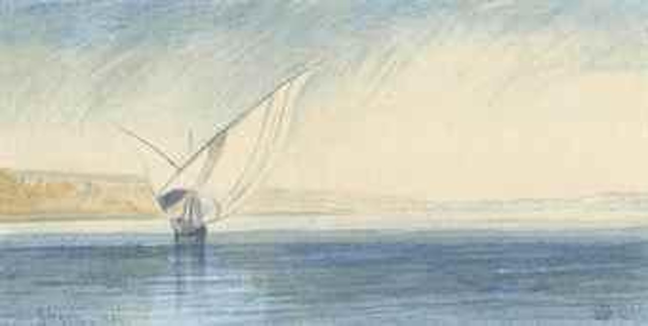 A felucca on the Nile, near Girgeh, Egypt by Edward Lear