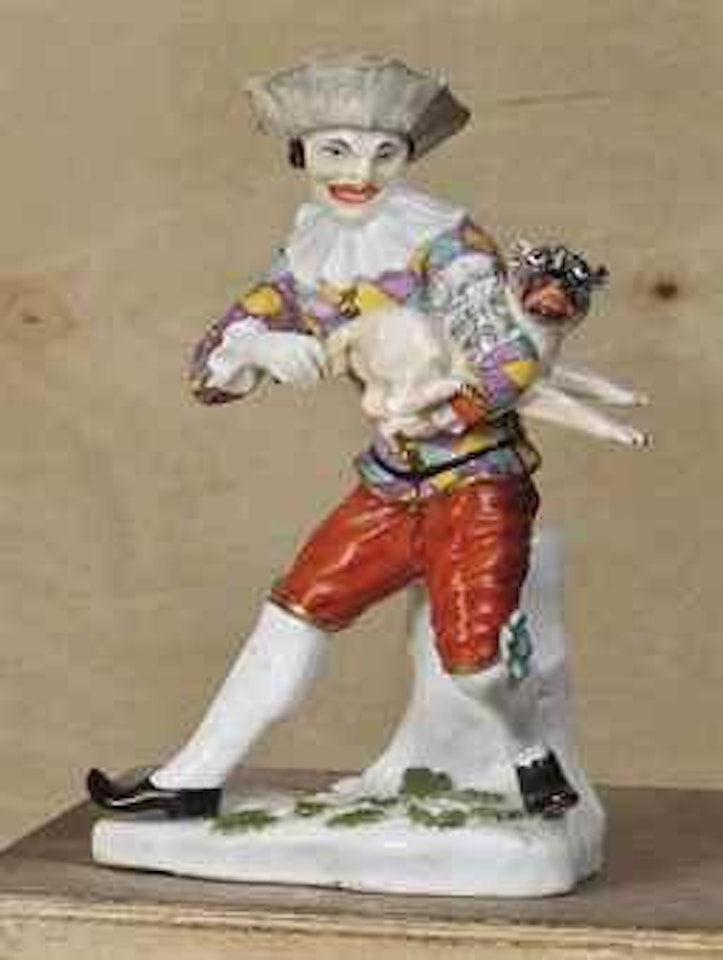 Harlequin teasing a pug by Johann Joachim Kändler