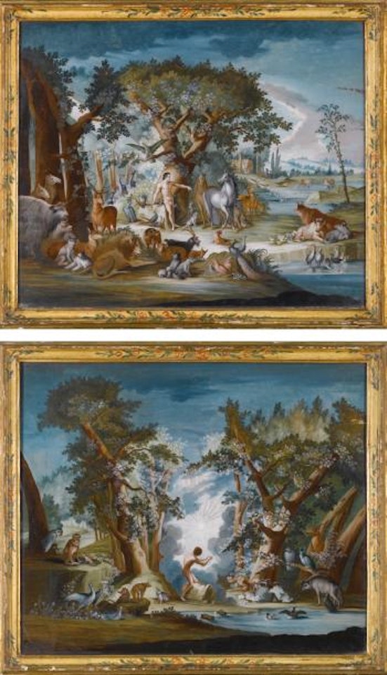 The manner of The Garden of Eden with the Fall of Man and the other The Temptation in the Garden of Eden by Jan Brueghel the Younger