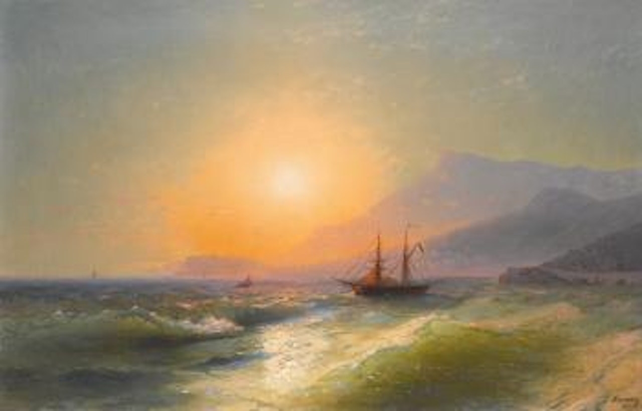 View from Cap Martin with Monaco in The Distance by Ivan Konstantinovich Aivazovsky