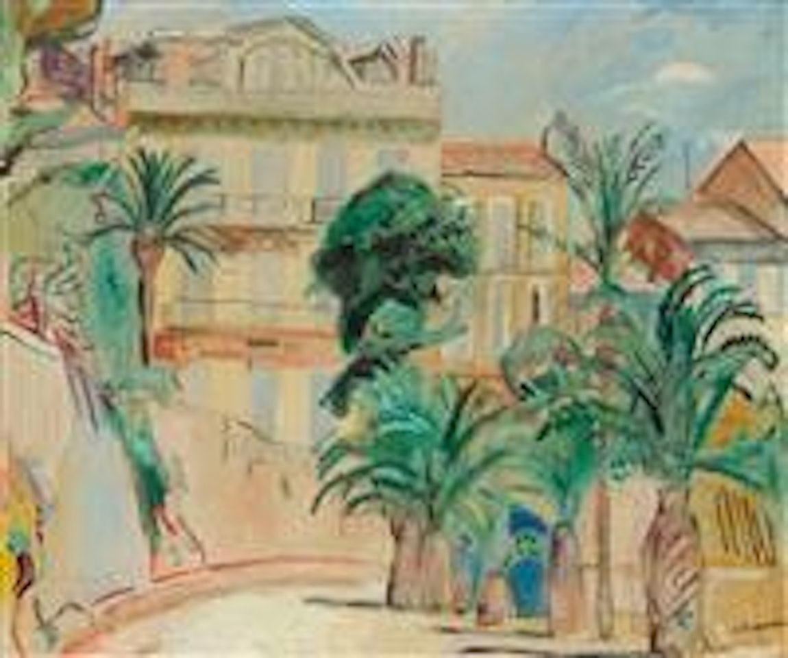 Palms and Houses in Sanary by Hans Purrmann