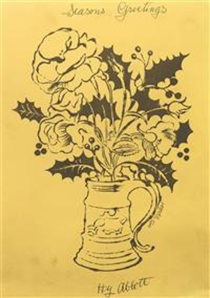 Flowers and Holly-christmas Card by Andy Warhol
