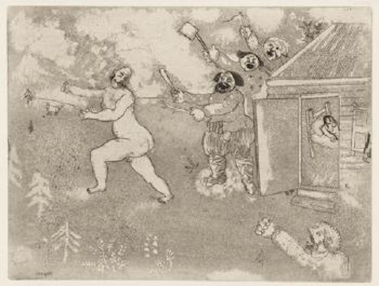 La fuit tout nu by Marc Chagall