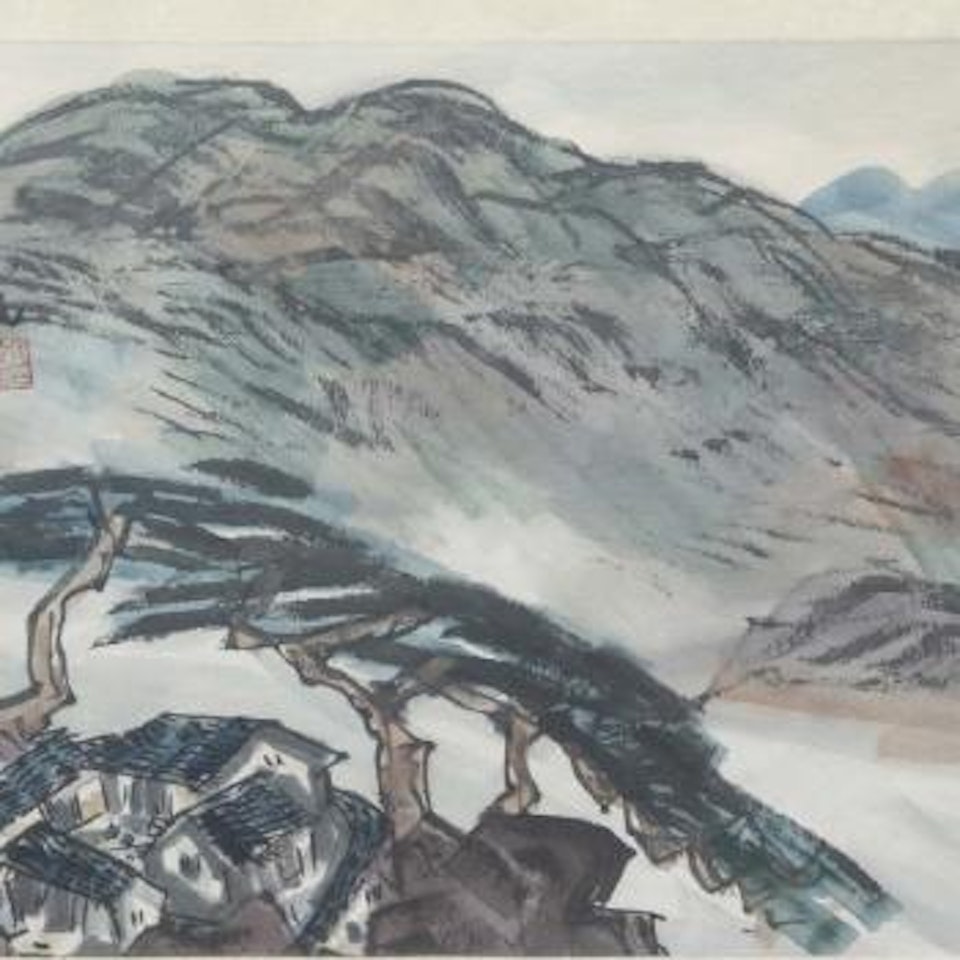 Vue d'une montagne et pin by Lin Fengmian