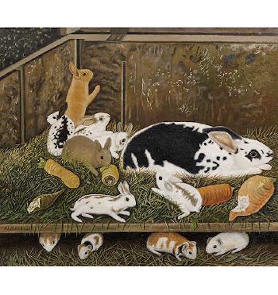 Kaninchen und Meerschweinchen by Adolf Dietrich