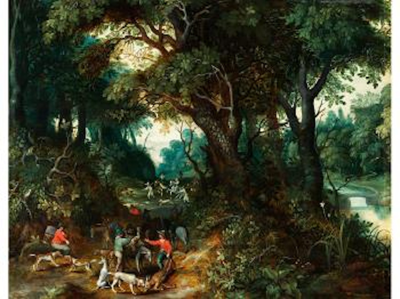 Waldinneres mit Reichfiguriger Jagdszenerie by Paul Bril