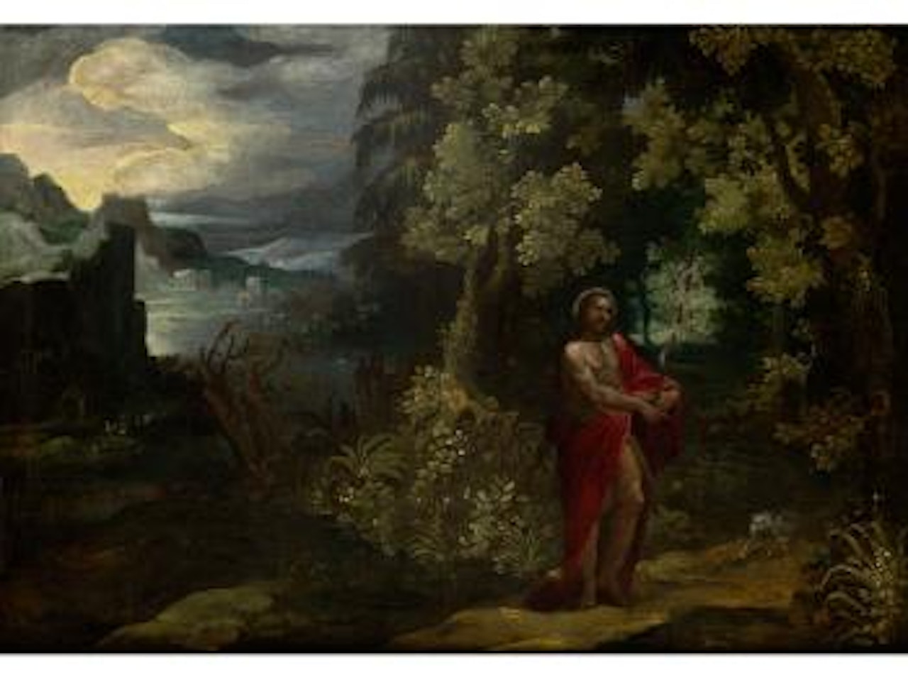 Johannes der Täufer in einer Landschaft by Paul Bril