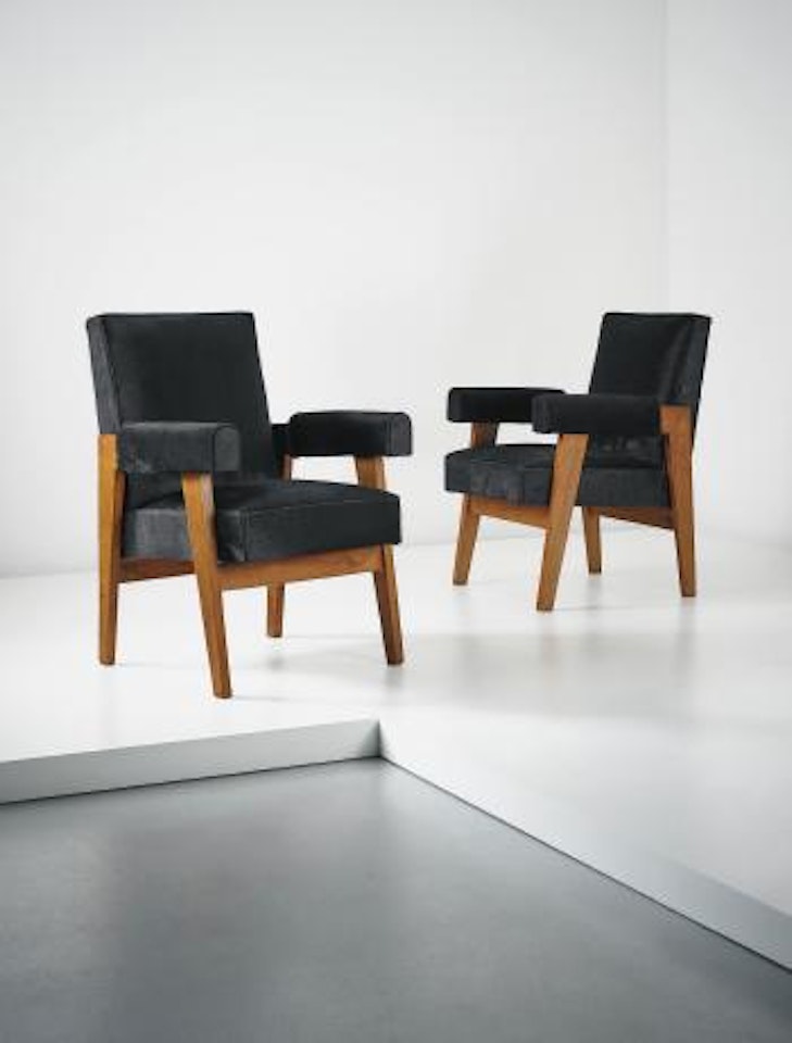 Pair of Advocate and Press Armchairs by Le Corbusier by Pierre Jeanneret