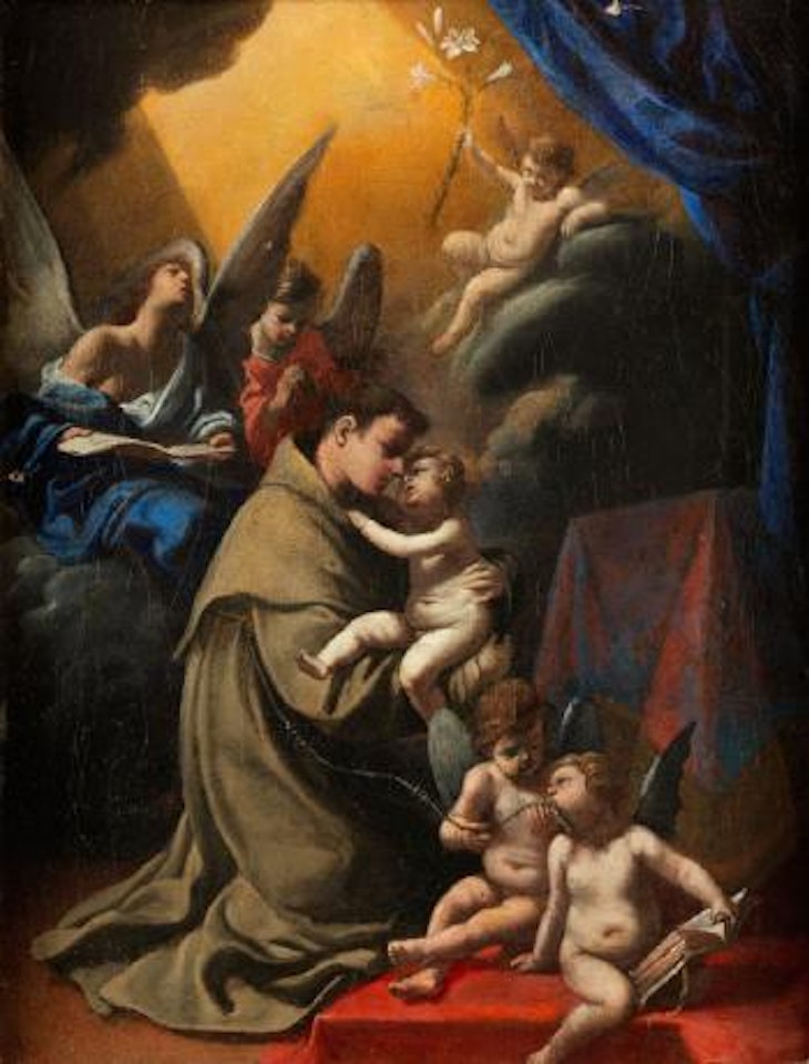 Heiliger Antonius von Padua mit Jesuskind und Engeln by Pier Francesco Cittadini