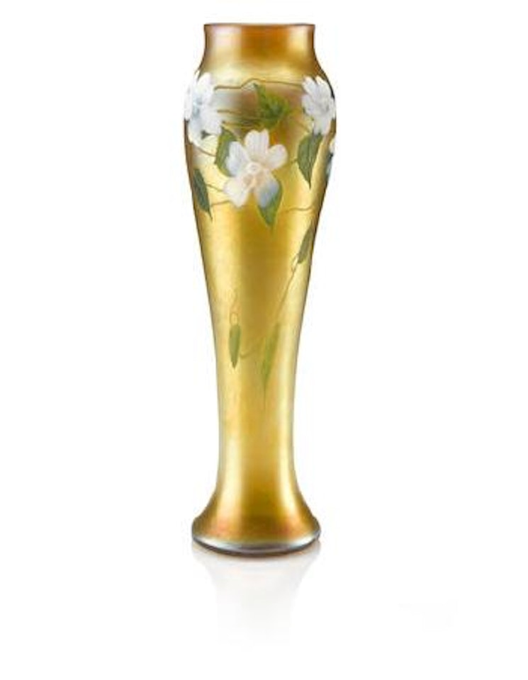 A Tall and Elongated Baluster form Vase by Tiffany Studios