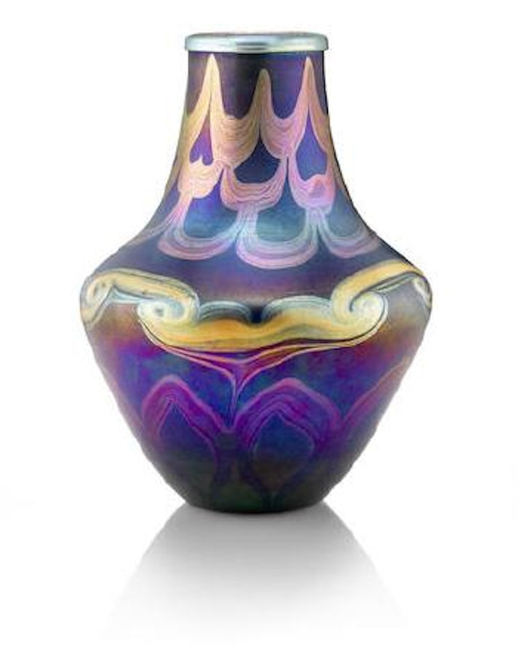 Decorated Blue Vase by Tiffany Studios