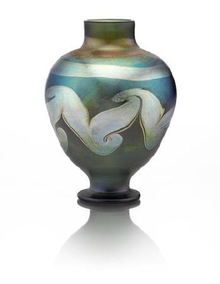 Decorated Blue Vase by Tiffany Studios