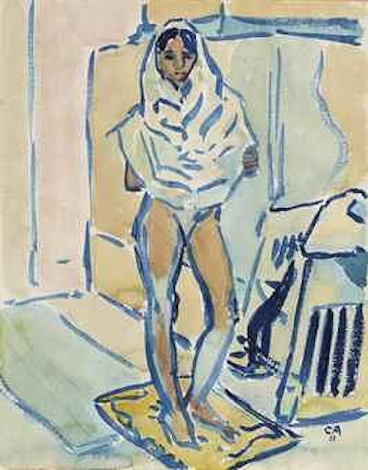 Stehender Halbakt bei der Toilette by Cuno Amiet