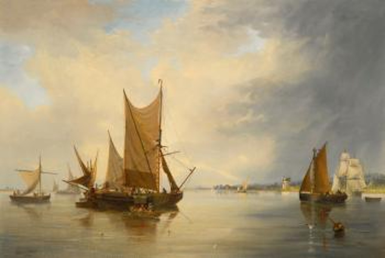 Merchant Shipping off Shore in a Calm by John Wilson Carmichael