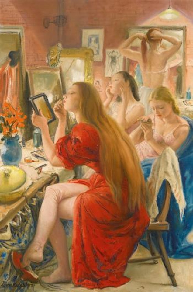 Ballerinas, At The Make-up Table by Laura Knight