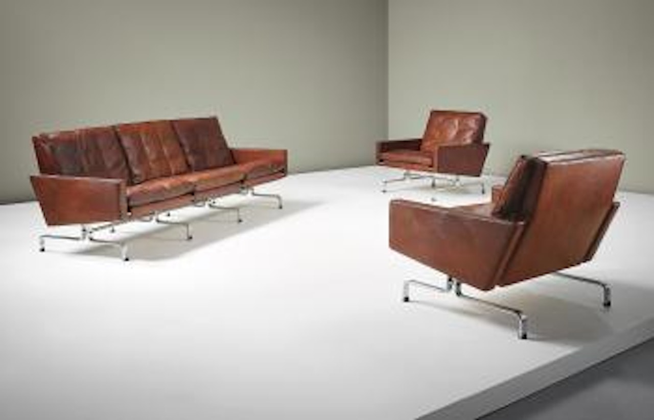 Three-seater sofa and pair of armchairs by Poul Kjaerholm