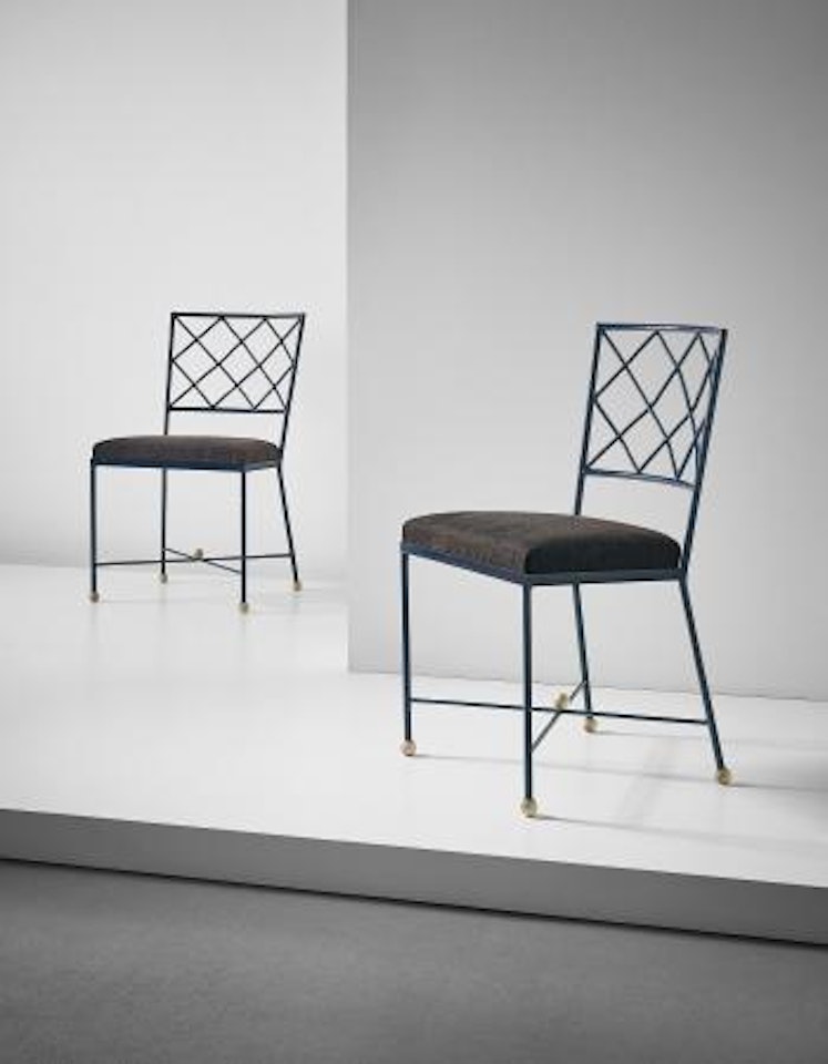 Pair of Croisillon Side Chairs by Jean Royere