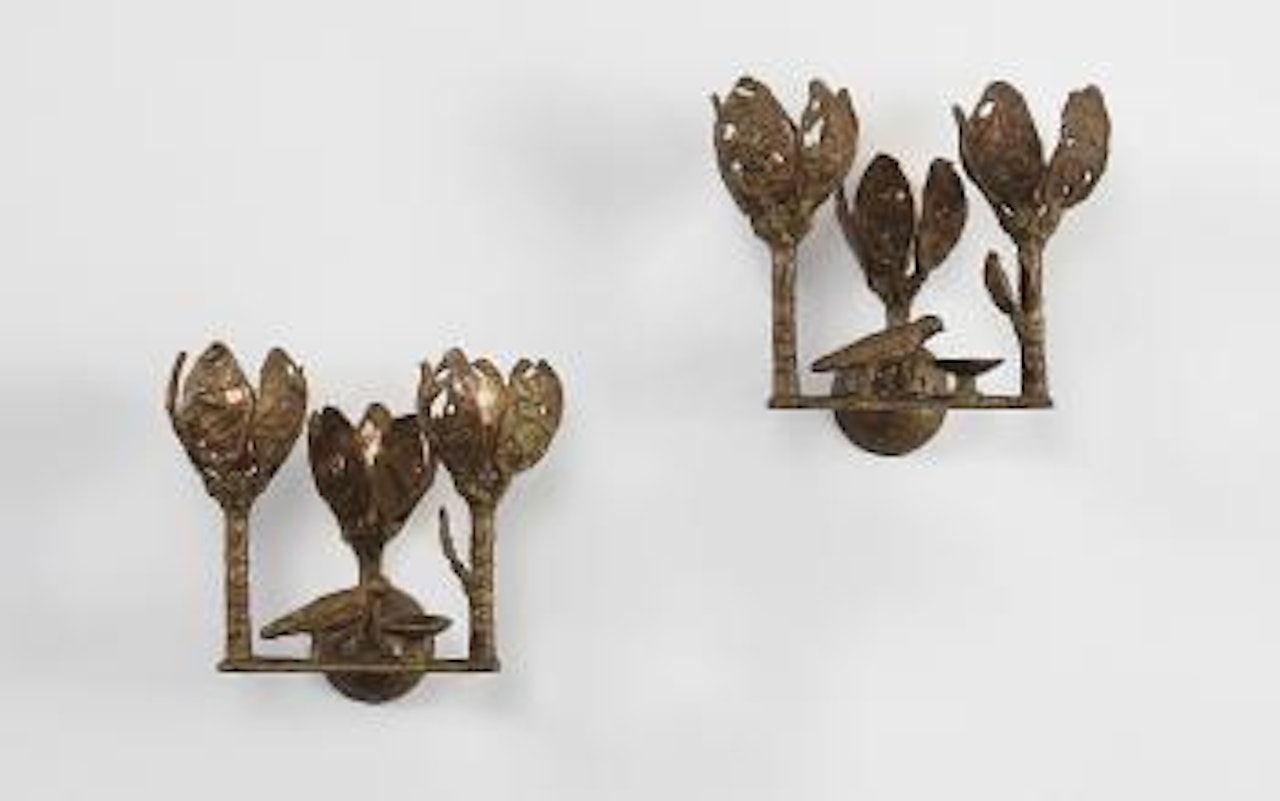 Pair of Three-armed Wall Lights by Diego Giacometti