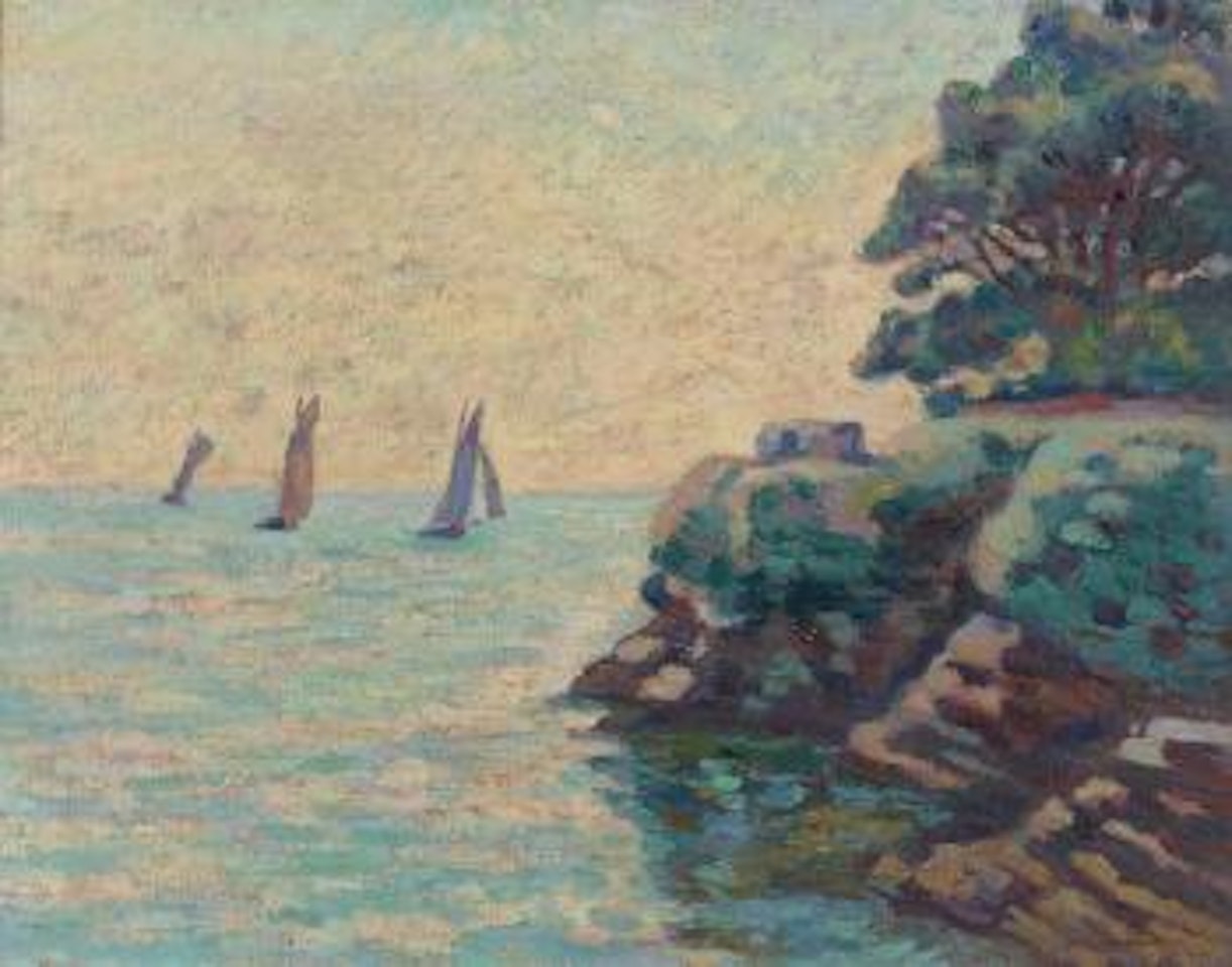 Voiliers près d'une côte rocheuse by Armand Guillaumin