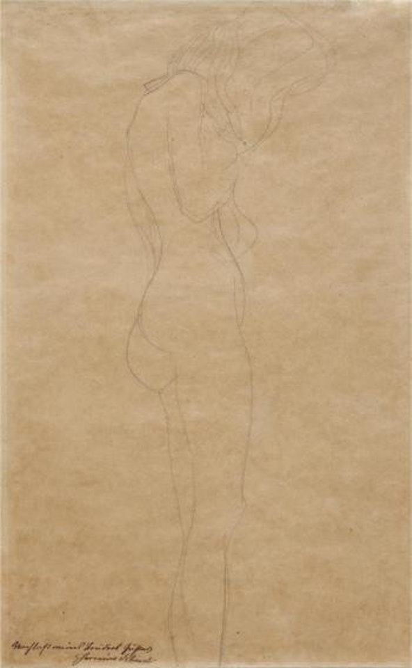 Weiblicher akt mit langen haaren (female nude with long hair) by Gustav Klimt