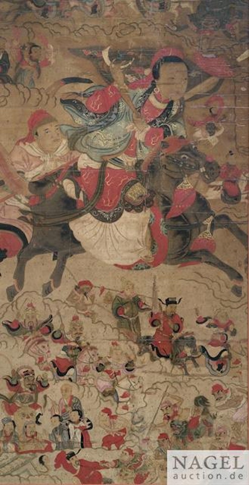 Daoistische Malerei einer Reiterin in der Schlacht by Chinese School