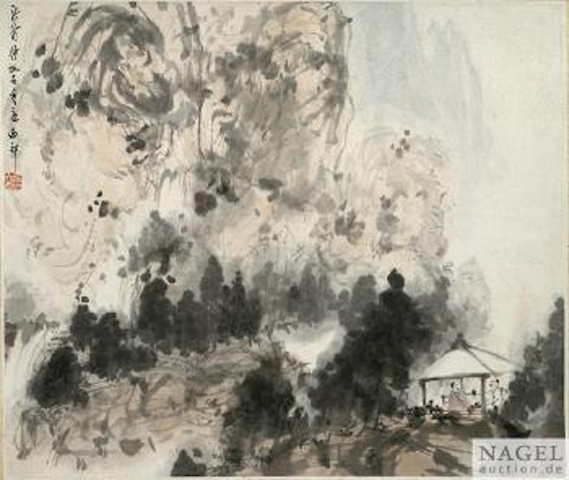 Klause mit Gelehrten in den Bergen by Fu Baoshi