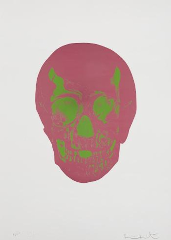 Loganberry Pink / Lime Green Skull, from The Sick Dead by Damien Hirst