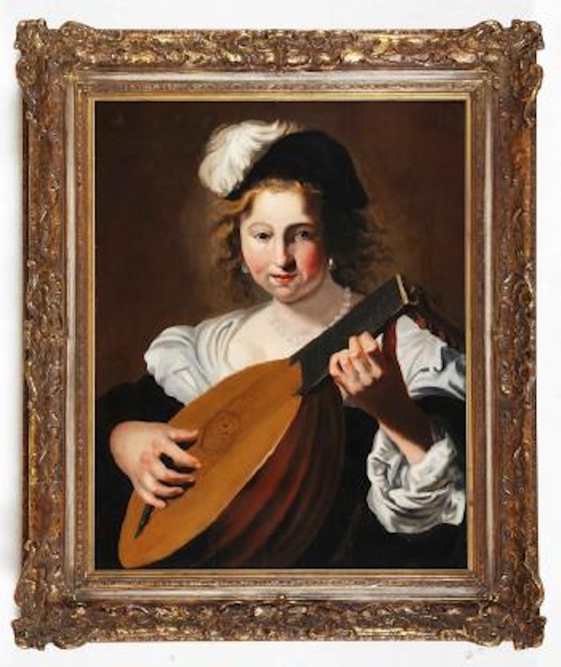 Ritratto di donna con menestrello by Flemish School