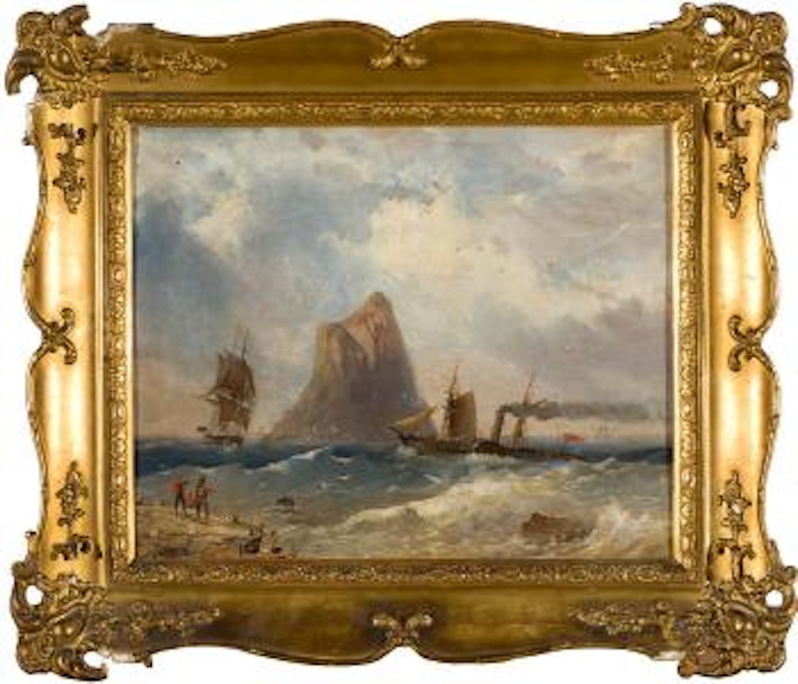 Veduta marina con barche by Carlo Bossoli