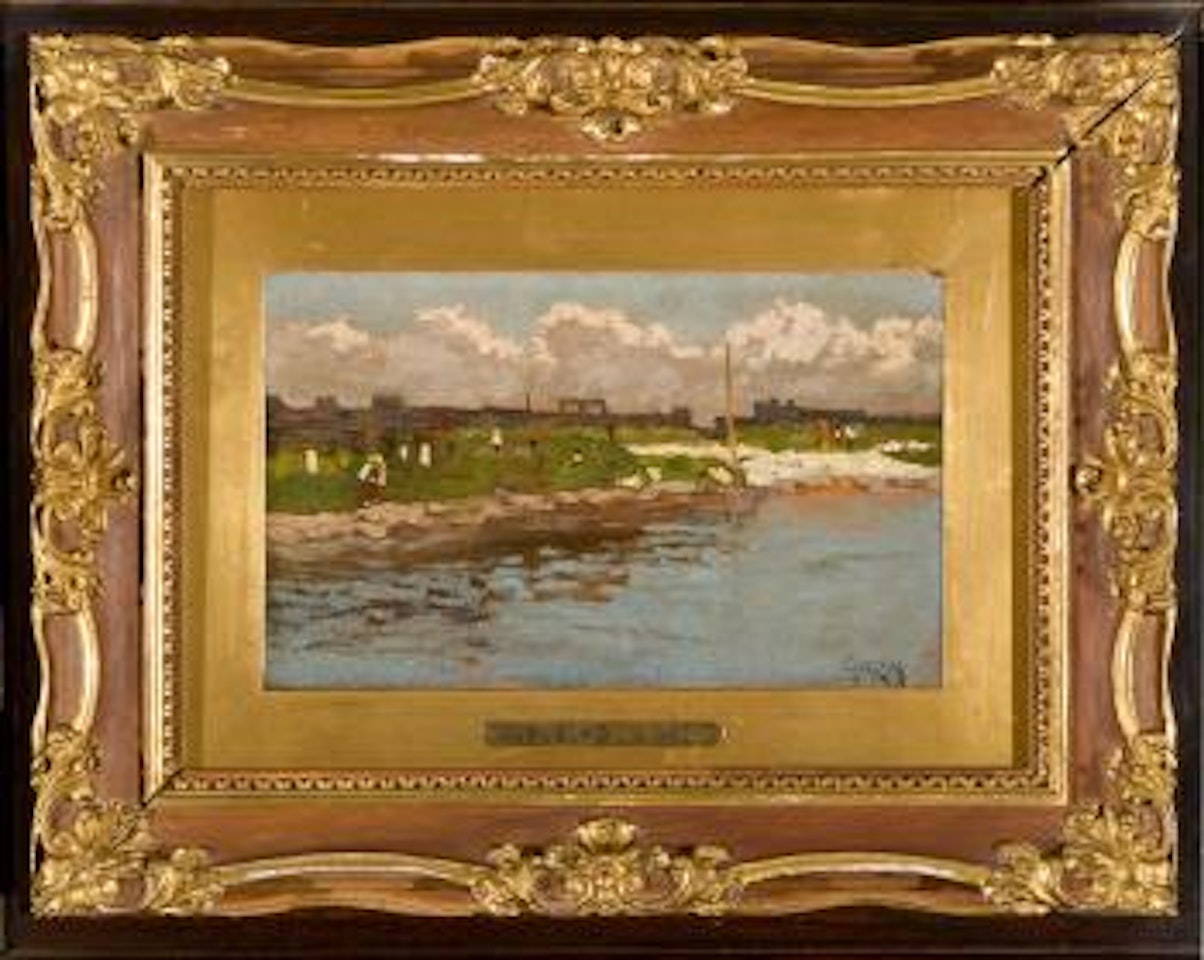 Laguna con figure by Guglielmo Ciardi