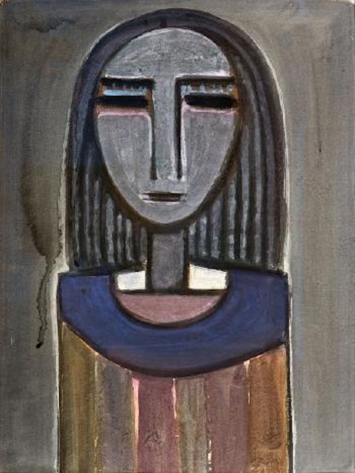 Femme à la collerette bleue by Wifredo Lam