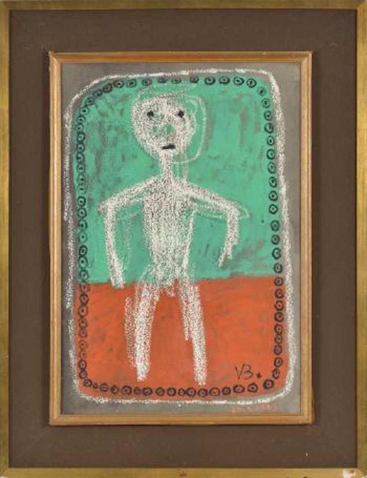 Personnage sur fond vert et rouge by Victor Brauner