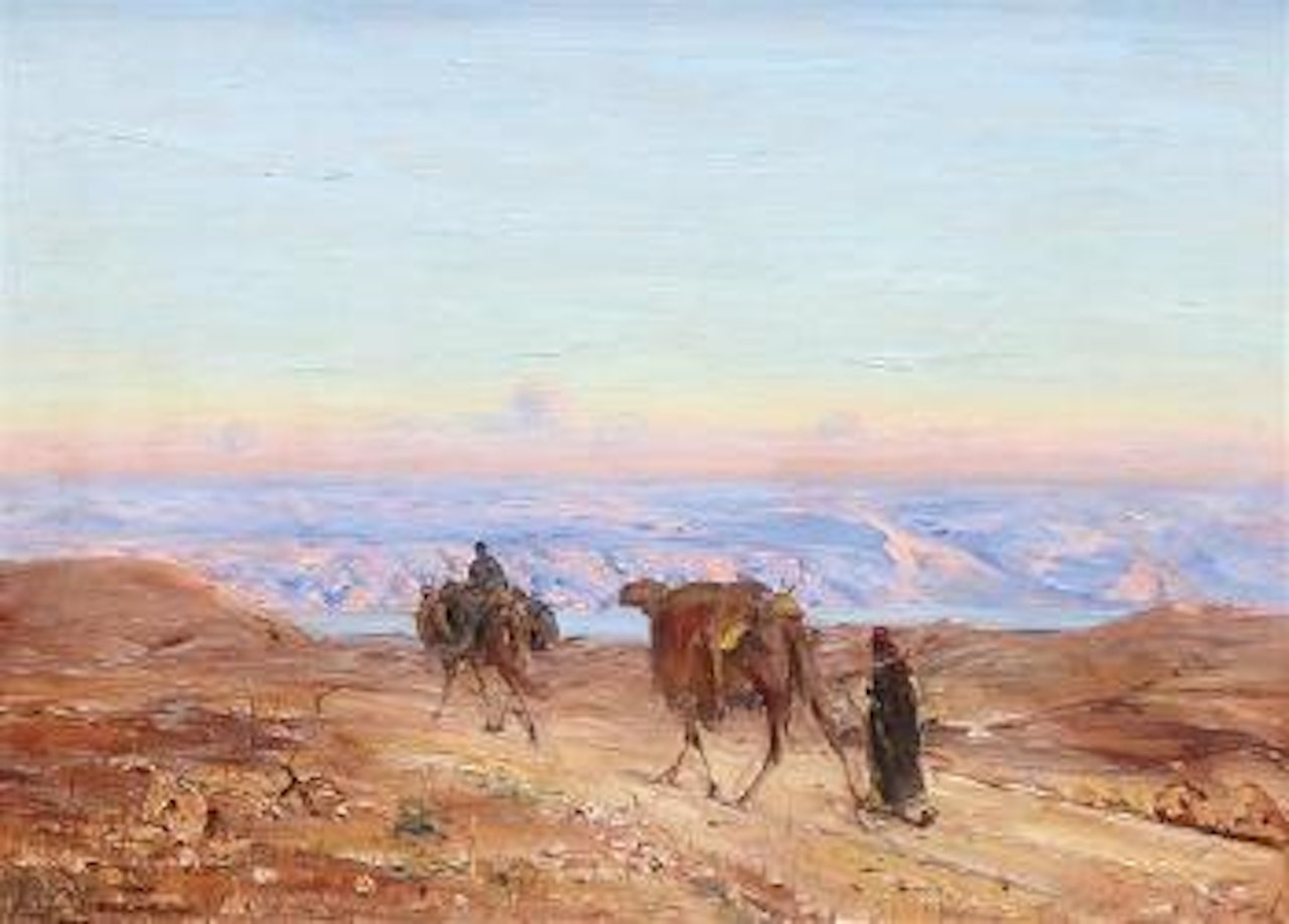 Dead Sea Landscape with Camels by Ludwig Blum
